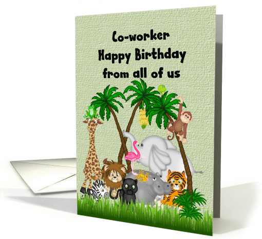 Happy Birthday Co-worker, Jungle Animals card (1233302)