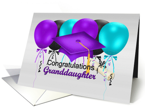 Granddaughter Congratulations on Graduation Grad Hat Balloons card
