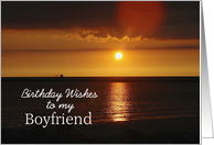 Boyfriend Birthday With Sunset on Water and Reflection card