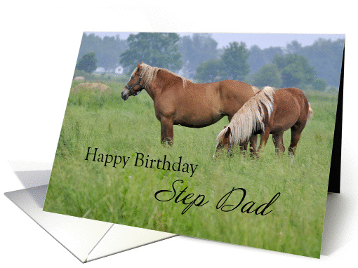Step Dad Birthday, Two Horses card (1244594)