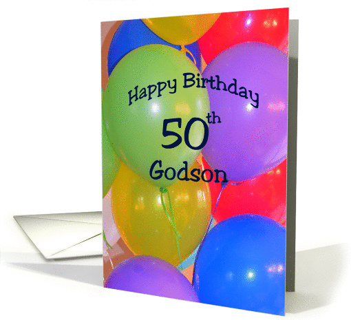 50th Birthday Godson, Balloons card (1246630)