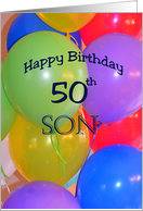 50th Birthday Son, Balloons card