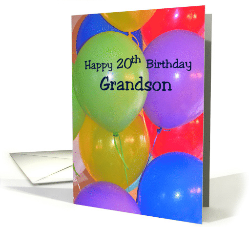 Grandson's 20th Birthday, Colorful Balloons card (1256680)