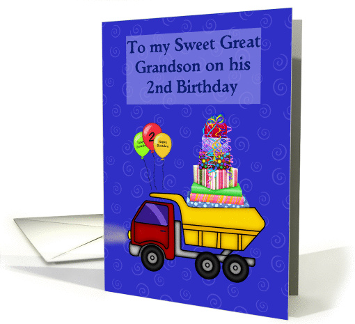 Great Grandson's 2nd Birthday, Truck with headlights card (1257430)