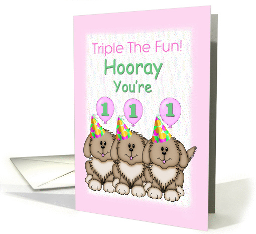 Triplets 1st Birthday, Puppies card (1262220)