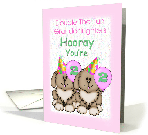 Twin Granddaughters 2nd Birthday, Puppies card (1265490)
