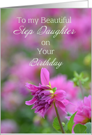 Beautiful Step Daughter Birthday, Dahlia card