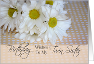 Twin Sister Birthday, white daisies card