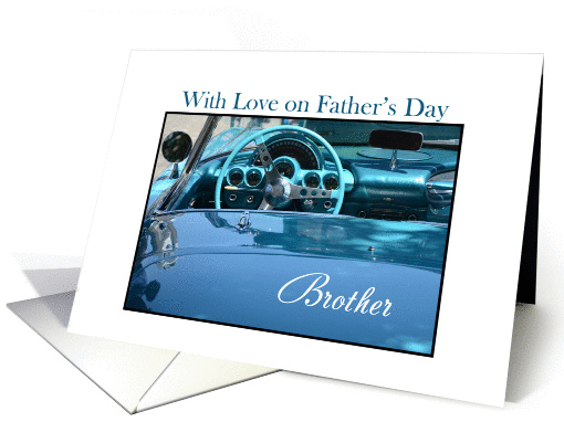 Father's Day Brother, Blue Car on white card (1288092)