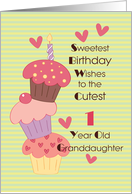Granddaughter, 1 Year Old Sweetest Birthday Wishes card