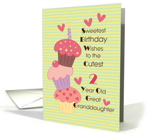 Great Granddaughter, 2 Year Old Sweetest Birthday Wishes card