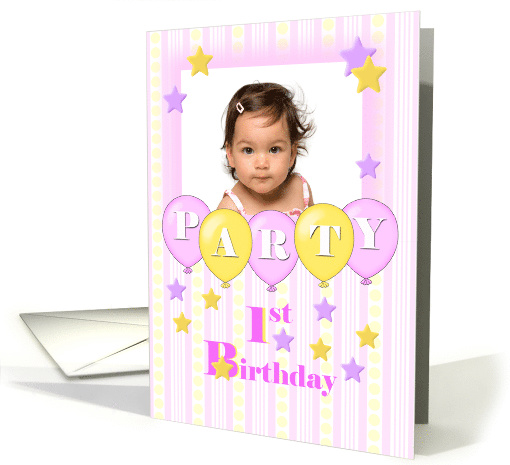 Photo 1st Birthday Girl Party Invitation card (1290826)