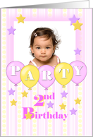 Photo 2nd Birthday Girl Party Invitation card