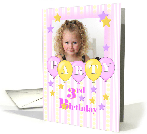 Photo 3rd Birthday Girl Party Invitation card (1292646)