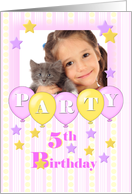 Photo 5th Birthday Girl Party Invitation card