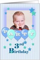 Photo 3rd Birthday Party Invitation card