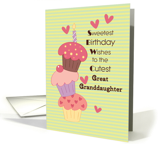 Great Granddaughter Birthday, Cupcakes card (1294014)