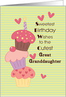 Great Granddaughter Birthday, Cupcakes card