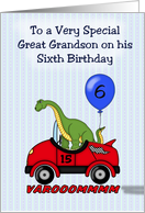 Great Grandson’s 6th Birthday, Dinosaur card