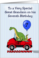 Great Grandson’s 7th Birthday, Dinosaur card