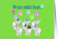 Humerous Happy Birthday From All of Us, Elephants with balloons card