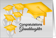 For Granddaughter Graduation Congratulations, Yellow Silver Effect Colors card