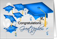 Great Nephew Graduation Congratulations, Blue and White card