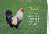100th Birthday Rooster Humor card