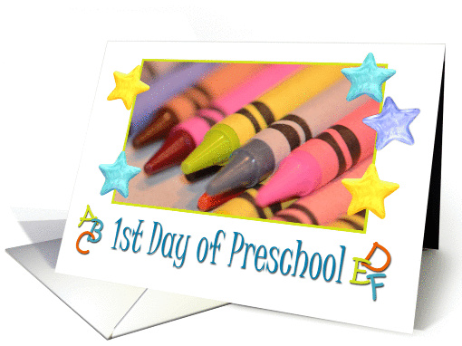 Preschool 1st Day, crayons, alphabets card (1315028)