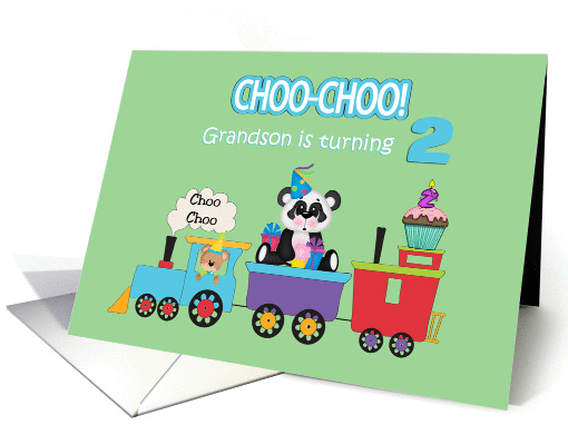 Grandson's 2nd Birthday, Choo Choo Train Panda card (1317942)