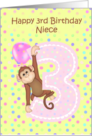 3rd Birthday Niece, Monkey card