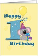Happy 1st Birthday, Koala bear card