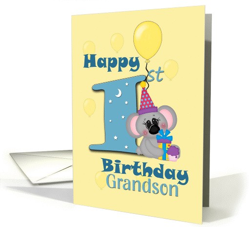 Grandson Happy 1st Birthday, Koala bear card (1321644)
