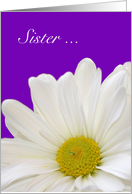 Sister Maid of Honor, White Daisy with Purple card