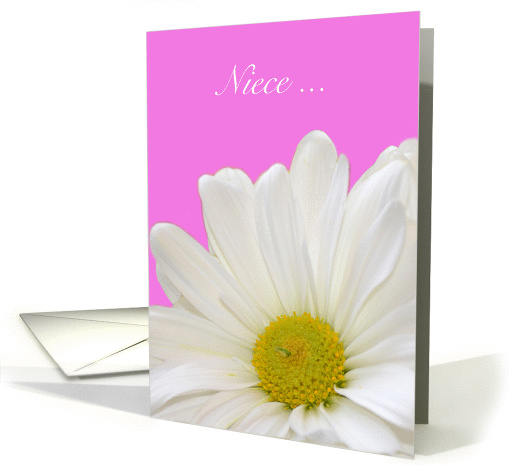 Niece Flower Girl, white daisy with purple background card (1325168)