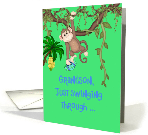 Grandson 1st Birthday, Monkey card (1325242)