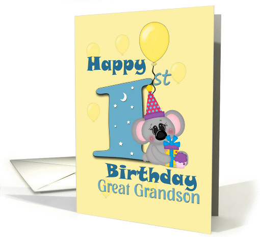 Great Grandson Happy 1st Birthday, Koala bear card (1326044)