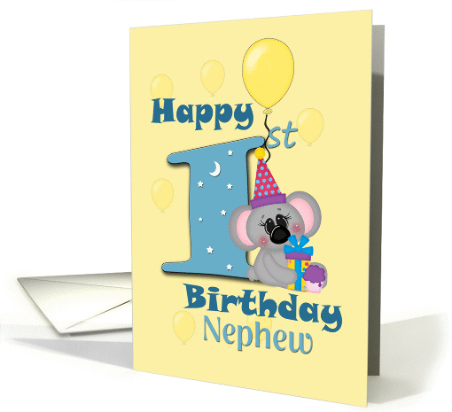 Nephew Happy 1st Birthday, Koala bear card (1326048)