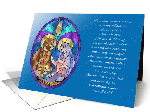 First Christmas Nativity Luke 2 Stained Glass card (1340536)
