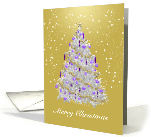 Christmas Tree, Elegant Gold, Silver and Purple card (1345454)