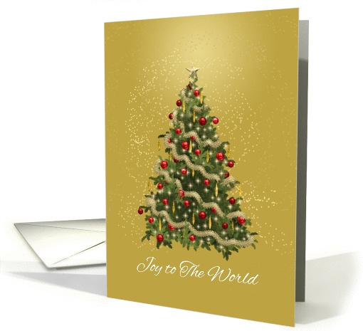 Christmas Tree, Joy to the World, Elegant Gold and Red card (1345470)