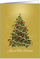 Christmas Tree, Joy to the World, Elegant Gold and Red card
