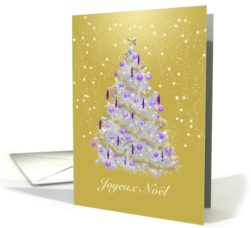 French Christmas Tree, Elegant Gold, Silver and Purple card (1346250)