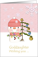 Merry Christmas Goddaughter Snowgirl card