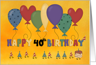 Happy 40th Birthday Balloons card