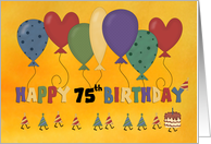 Happy 75th Birthday Balloons card