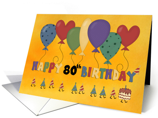 Happy 80th Birthday Balloons card (1350914)