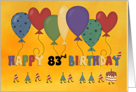 Happy 83rd Birthday Balloons card