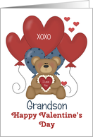 Grandson, Bear and Balloons Valentine card