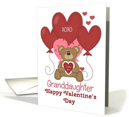 Granddaughter Bear and Balloons Valentine card (1354572)